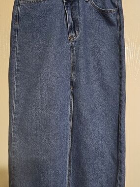 Straight Denim Skirt in Dark Blue — Women's Classic Style